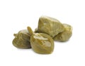 Many delicious pickled capers on white background Royalty Free Stock Photo
