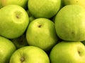 Many delicious ripe green apples