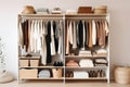 Interior furniture hanging design fashion garment closet collection clothes style room wear Royalty Free Stock Photo