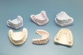 Many Die Stone, Plaster Cast Molds Of The Upper And Lower Jaws And Teeth With A Pliable Royalty Free Stock Photo