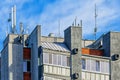 Many different antennas for radio television and mobile transmission on the roof