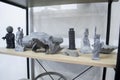 Many different art models from polyamide powder printed on 3D printer Technology Royalty Free Stock Photo