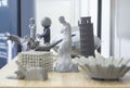 Many different art models from polyamide powder printed on 3D printer Technology Royalty Free Stock Photo