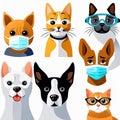 many different cats wearing masks on their faces. Royalty Free Stock Photo