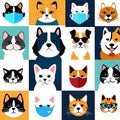 many different cats wearing masks on their faces. Royalty Free Stock Photo