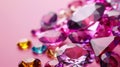 Many Different Colored Diamonds on a Pink Surface Royalty Free Stock Photo