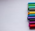 Many different colored pens. Color pencils isolated on a white background Royalty Free Stock Photo