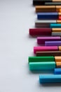 Many different colored pens. Color pencils isolated on a white background Royalty Free Stock Photo