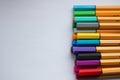 Many different colored pens. Color pencils isolated on a white background Royalty Free Stock Photo