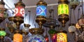 Many different colored Turkish lamps