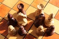 Many different figures stand on a chess board Royalty Free Stock Photo