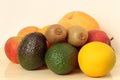 Many different fruits on a light background. Royalty Free Stock Photo