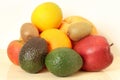 Many different fruits on a light background. Royalty Free Stock Photo