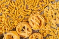 Many different Italian pasta of durum wheat. Royalty Free Stock Photo