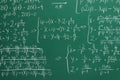 Many different math formulas written on chalkboard Royalty Free Stock Photo
