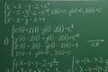 Many different math formulas written on chalkboard Royalty Free Stock Photo
