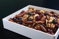 Many different nuts almonds, cashews, walnuts, dried berries blueberries, cranberries Royalty Free Stock Photo