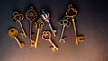 Many different old keys from different locks, scattered chaotically,