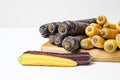 Many different raw carrots on white table, closeup Royalty Free Stock Photo