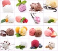 Many different scoops of ice cream - collection / set