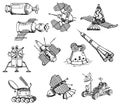 Many different spacecrafts, Royalty Free Stock Photo