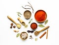 Many different spices on white background Royalty Free Stock Photo