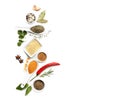 Many different spices on white background Royalty Free Stock Photo