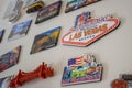 Many Different Travel Magnet Souvenirs on White Fridge, Door