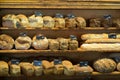 Many different types of bread in a Norwegian bakery