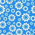 Many different types cogwheel, white icons on blue