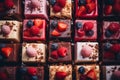 many different types of desserts are arranged in a square shape Royalty Free Stock Photo