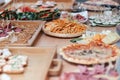 Many different types of food on a table Royalty Free Stock Photo