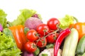 Different vegetables including beets, cabbage, zucchini, carrots, tomatoes, peppers and cucumbers on a white background. isolated. Royalty Free Stock Photo