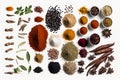 Many Different Yummy Spices Isolated On White Background - Generative AI