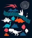 Many dinosaurus vector graphic design