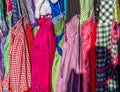 Many dirndl clothes costumes at the Oktoberfest