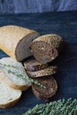 Many diverse bread on a wooden board