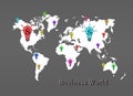 Many dollar icon on map world