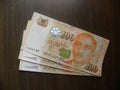Many 100 dollars Singapore banknote Royalty Free Stock Photo