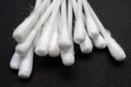 Many ear cleaning cotton swab sticks. Royalty Free Stock Photo