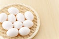 Many eggs on flat basket Royalty Free Stock Photo