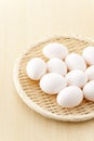 Many eggs on flat basket Royalty Free Stock Photo