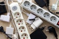 Many electrical plugs network congestion. The concept of electrical dependence