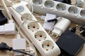 Many electrical plugs network congestion. The concept of electrical dependence