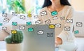 Many emails with woman using her laptop Royalty Free Stock Photo
