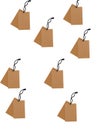 Many empty brown cardboard tag with string on white Royalty Free Stock Photo