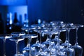 Many empty clean glasses in bar, closeup Royalty Free Stock Photo