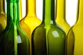 Many empty green wine bottles isolated