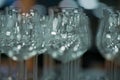 Many empty transparent drinking glasses, wine glasses on the table in the restaurant Royalty Free Stock Photo