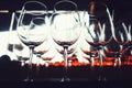 Many empty wine glasses in a restaurant Royalty Free Stock Photo